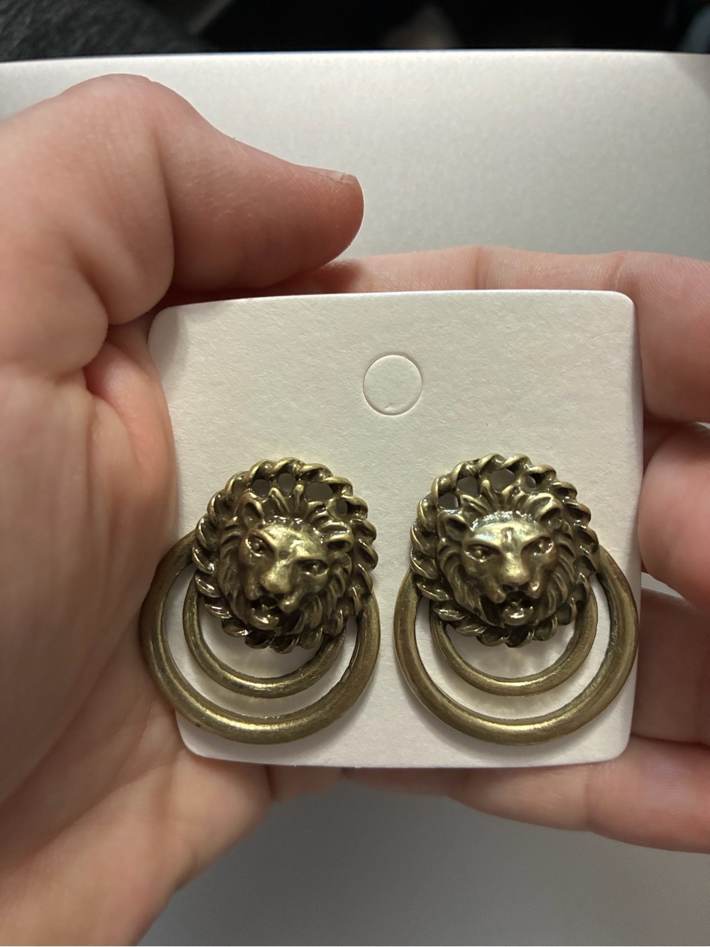 Joan Rivers Gold Lion Head Hoop Drop Earrings - Fashion Jewelry